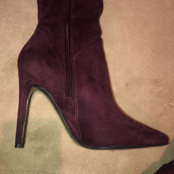 6 Kendall+Kylie Thigh Boots Kayla Burgundy Suede - Picture 2 of 5